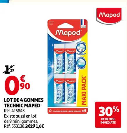 Offre: Lot de 4 gommes technic