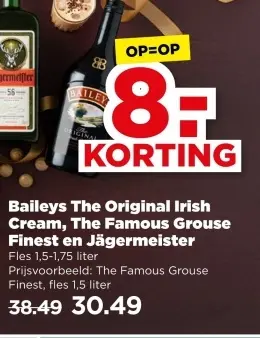 Aanbieding: Baileys The Original Irish Cream, The Famous Grouse Finest en Jägermeister