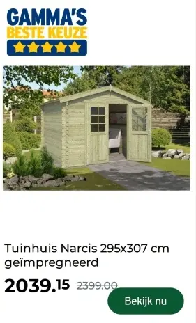 Promotie: Tuinhuis Narcis 295x307 cm geïmpregneerd