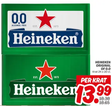 Aanbieding: Heineken original of 0.0 krat