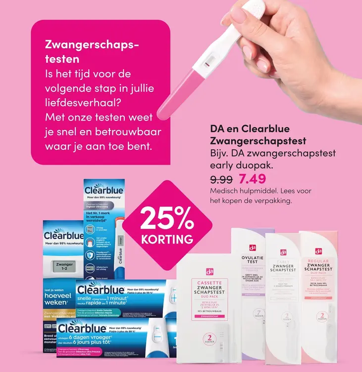 Aanbieding: DA en Clearblue Zwangerschapstest