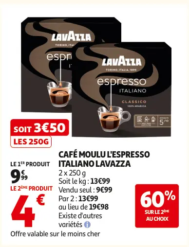 Offre: Café moulu l'espresso italiano