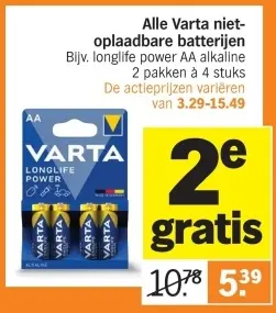 Aanbieding: Alle Varta niet-oplaadbare batterijen
