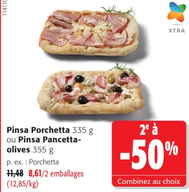 Offre: Pinsa Porchetta ou Pinsa Pancetta-olives