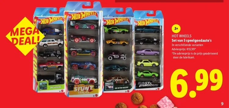 Aanbieding: Hot Wheels Set van 5 speelgoedauto's