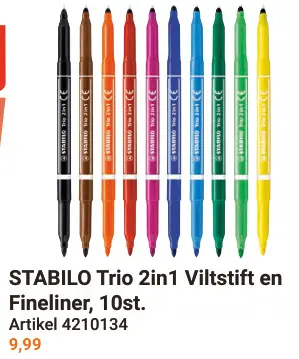 Aanbieding: Trio 2in1 Viltstift en Fineliner