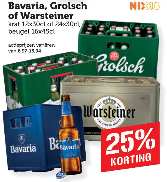 Aanbieding: Bavaria, Grolsch of Warsteiner
