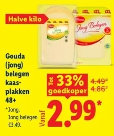 Aanbieding: Gouda (jong) belegen kaasplakken 48+