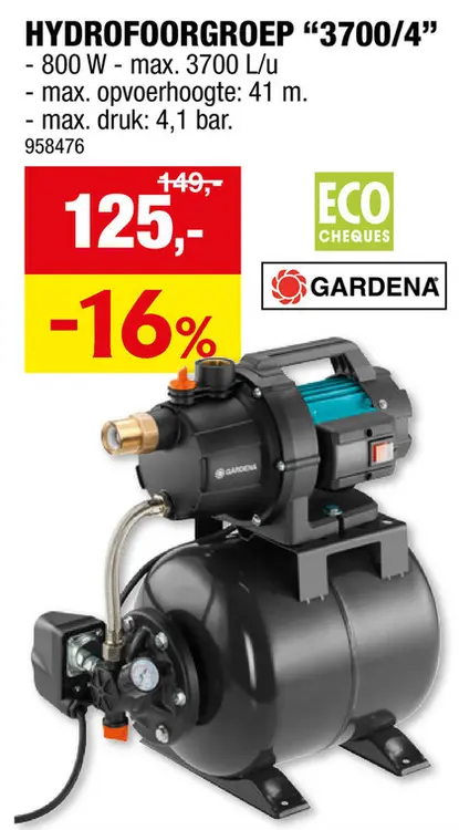 Aanbieding: Gardena 3700/4 hydrofoorpomp 800W