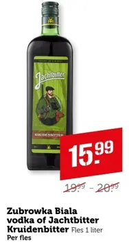 Aanbieding: Zubrowka Biala vodka of Jachtbitter Kruidenbitter