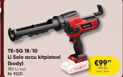 Promotie: TE-SG 18/10 Li Solo accu kitpistool