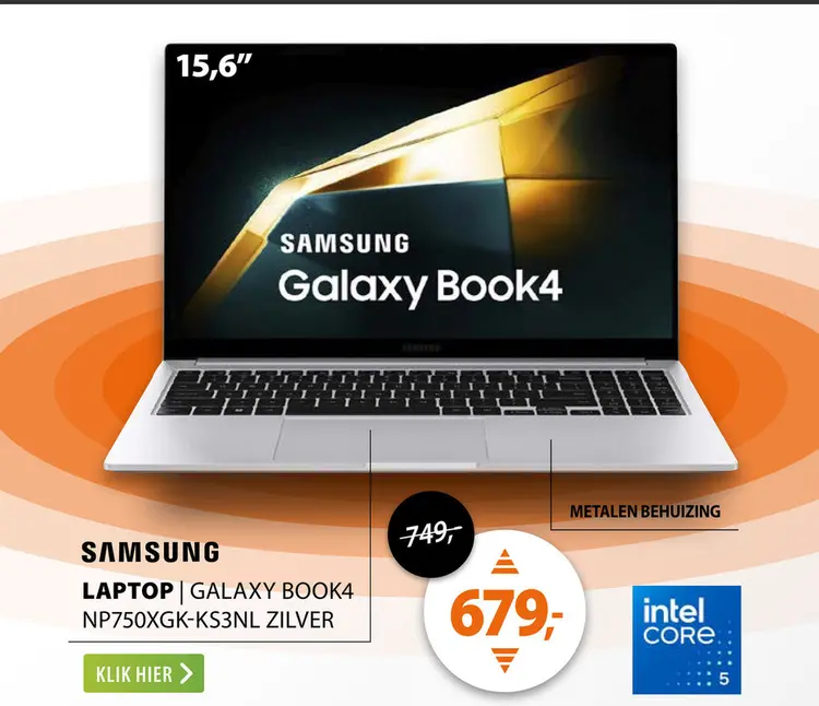 Aanbieding: Samsung Galaxy Book4 NP750XGK-KS3NL Zilver