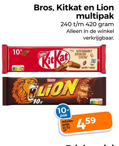 Aanbieding: Bros, Kitkat en Lion multipak