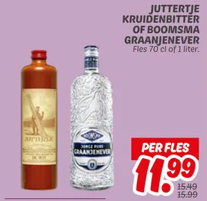 Aanbieding: JUTTERTJE KRUIDENBITTER OF BOOMSMA GRAANJENEVER