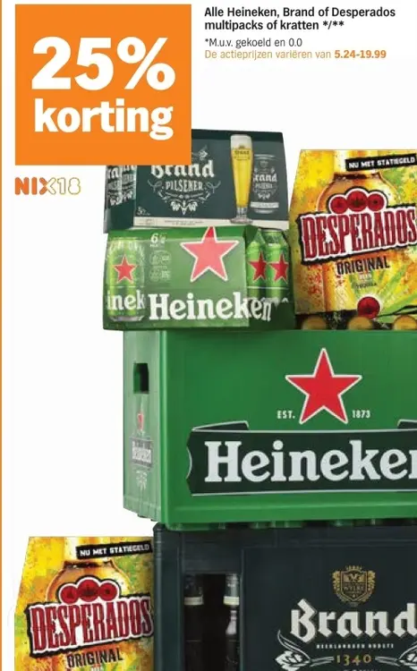 Aanbieding: Heineken, Brand of Desperados multipacks of kratten
