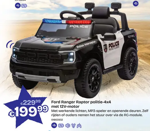 Aanbieding: Ford Ranger Raptor politie-4x4 met 12V-motor