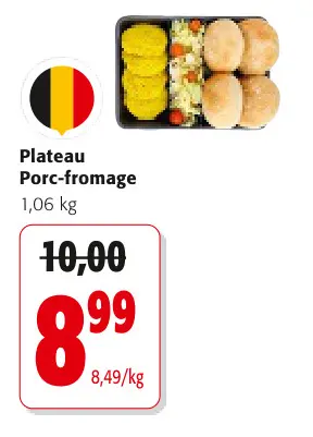 Offre: Plateau Porc-fromage