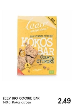 Aanbieding: Leev bio cookie bar - kokos citroen - 140 g 