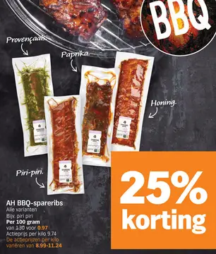 Aanbieding: AH BBQ-spareribs