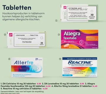 Aanbieding: Tabletten hooikoorts