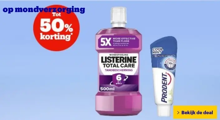 Aanbieding: Listerine Total Care Mondspoeling & Prodent 