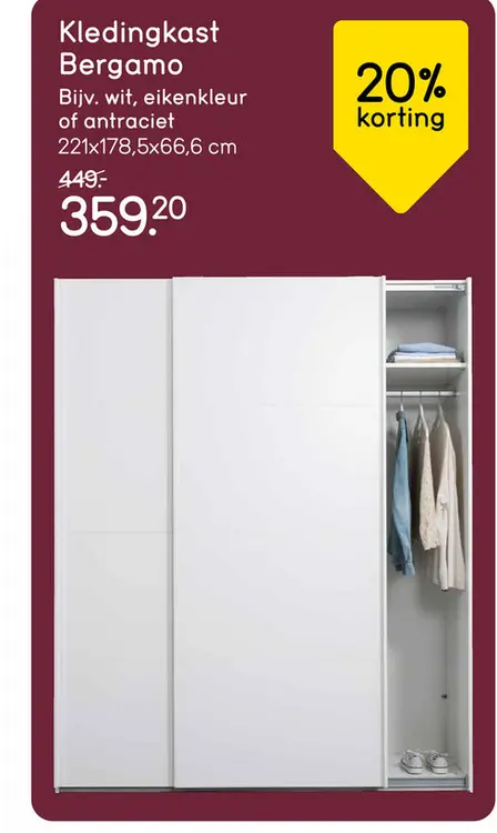 Aanbieding: Kledingkast Bergamo