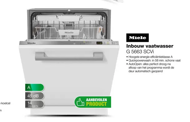 Aanbieding: Miele G 5663 SCVi Active E Inbouw Vaatwasser