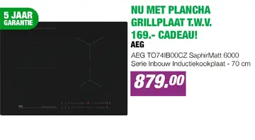Aanbieding: AEG TO74IB00CZ SaphirMatt 6000 Serie Inbouw Inductiekookplaat - 70 cm