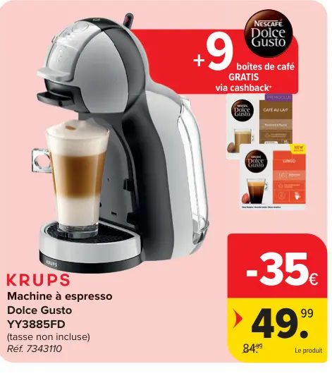 Offre: Machine à espresso Dolce Gusto YY3885FD