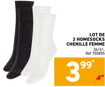 Offre: Lot de 2 homesocks chenille femme