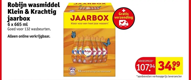 Aanbieding: Robijn wasmiddel Klein & Krachtig jaarbox