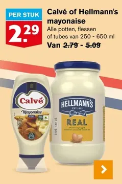 Aanbieding: Calvé of Hellmann's mayonaise