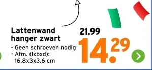 Aanbieding: Lattenwand hanger zwart