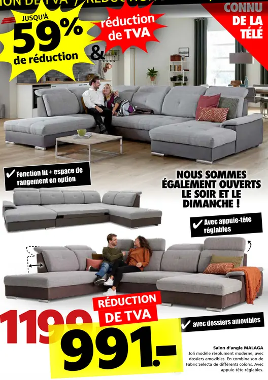 Offre: Salon d'angle MALAGA