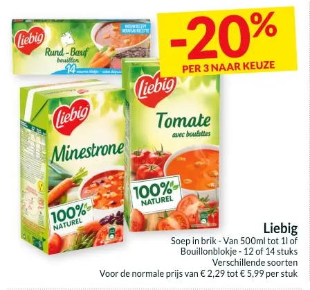 Promotie: Soep in brik - Van 500ml tot 1l of Bouillonbl