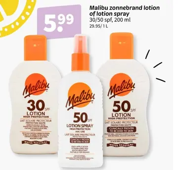 Aanbieding: Malibu zonnebrand lotion of lotion spray