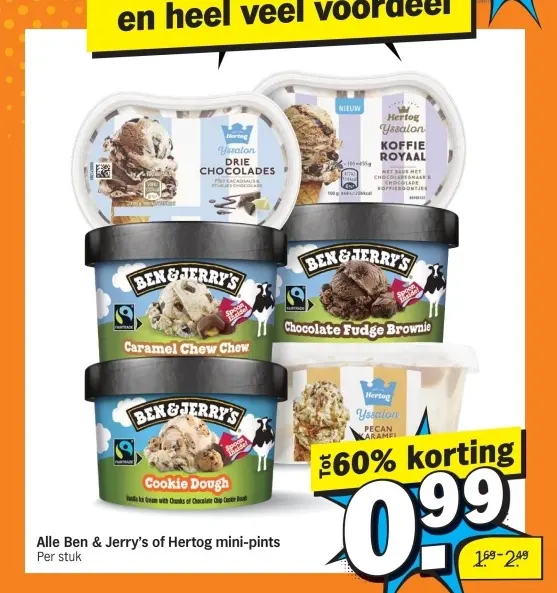 Aanbieding: Alle Ben & Jerry's or Hertog mini-pints