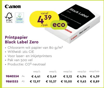 Aanbieding: Printpapier Black Label Zero