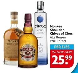 Aanbieding: Monkey Shoulder, Chivas of Ciroc