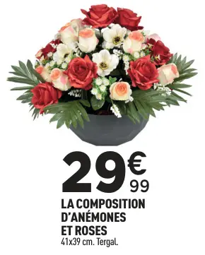 Offre: La composition d'anémones et roses