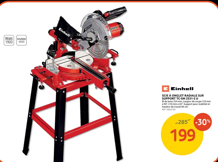 Promotie: Scie à onglet radiale sur support tc-sm 2531-