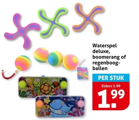Waterspel deluxe, boomerang of regenboogballen
