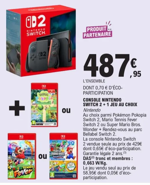 Offre: Console Nintendo switch 2 + 1 jeu au choix