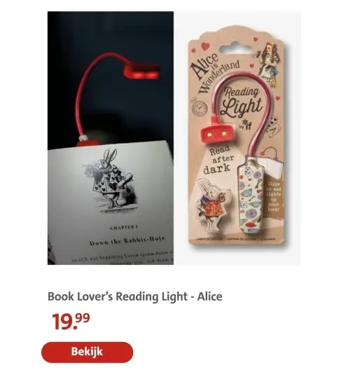 Aanbieding: Book Lover's Reading Light - Alice