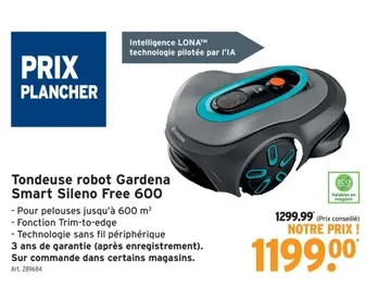 Offre: Tondeuse robot Gardena Smart Sileno Free 600