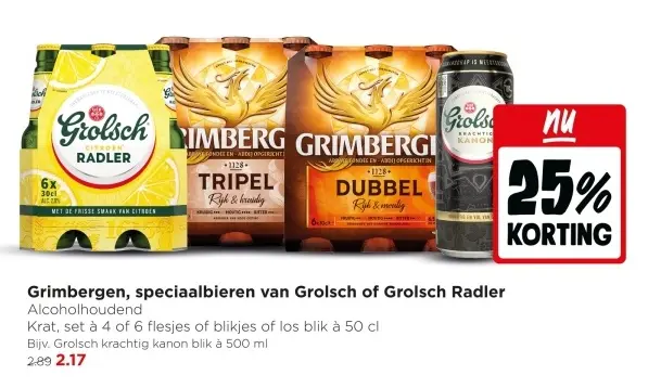 Aanbieding: Grimbergen, speciaalbieren van Grolsch of Grolsch Radler