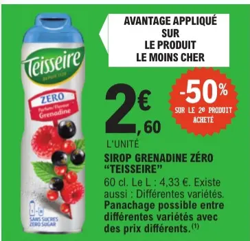 Offre: Sirop grenadine zéro