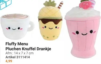 Aanbieding: Fluffy Menu Pluchen Knuffel Drankje