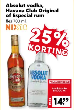Aanbieding: Vodka, Havana Club Original of Especial rum