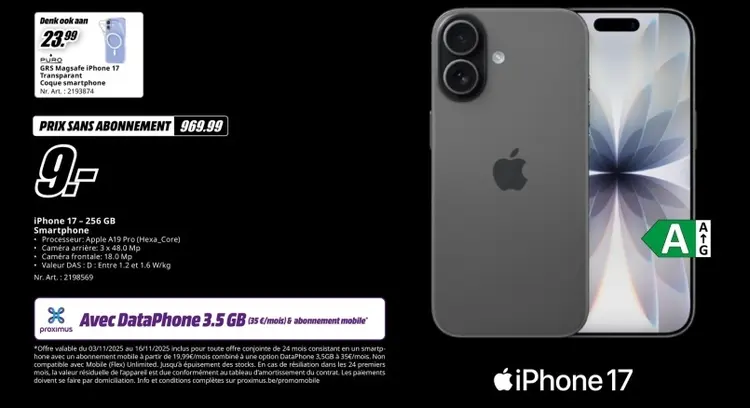 Offre: iPhone 17 - 256 GB